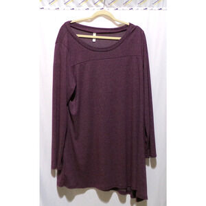 iGENJUN Maroon Faux Button Detail Long Sleeve Shirt Dress Women Sz 2XL